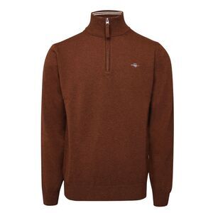 Gant Mens Lambswool Half Zip Fleece / Brown
